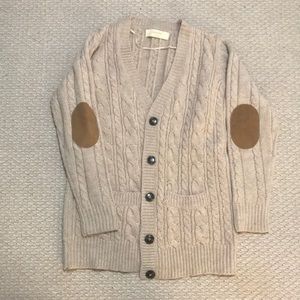Zara beige knit cardigan with elbow detail